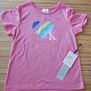 Calvin Klein Rainbow Heart Pink T Shirt